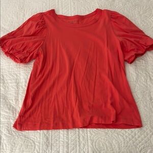 LOFT Women's Red Puff Sleeve Top